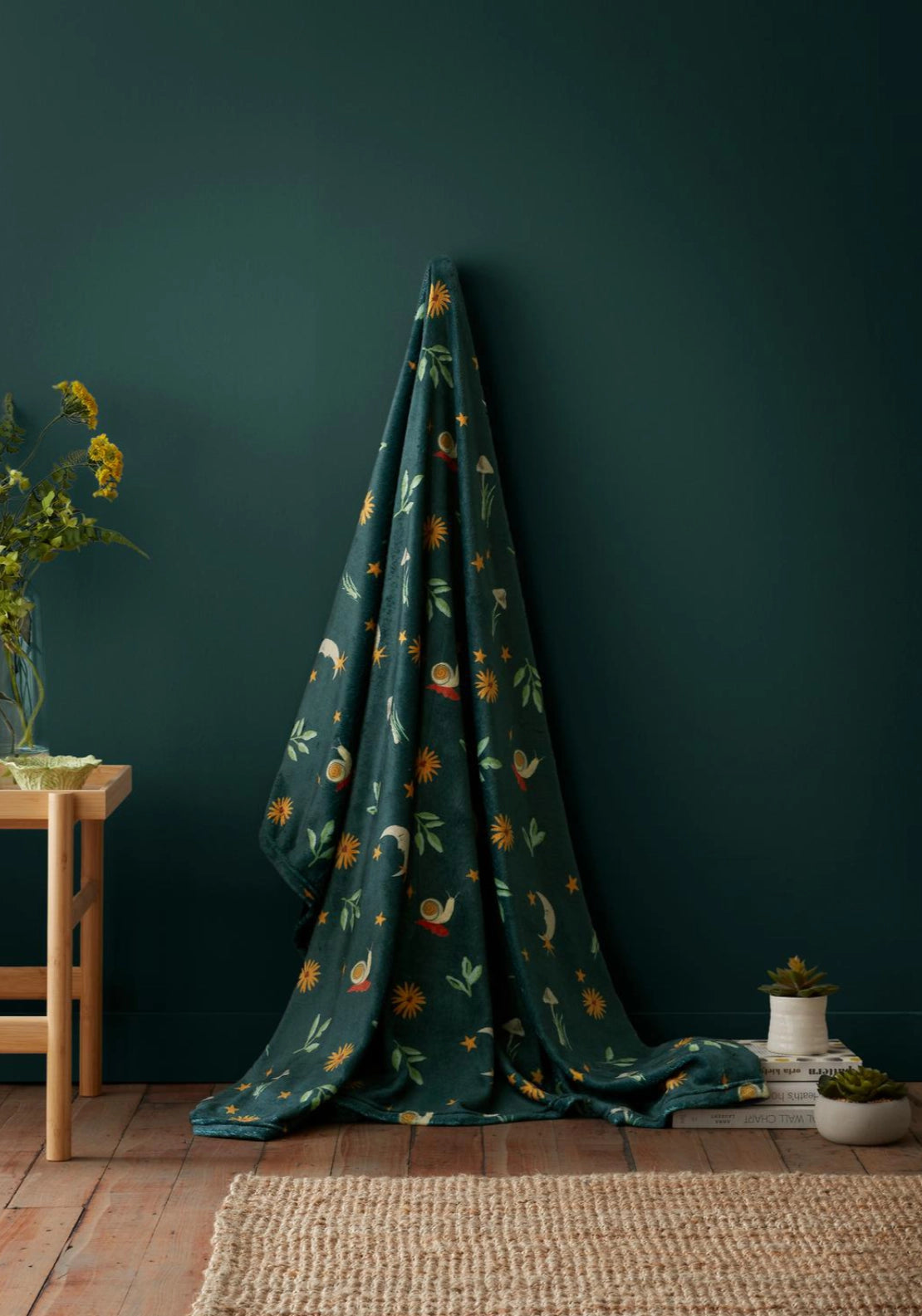 The Home Luxury Collection Woodland Mushrooms Throw - Green 1 Shaws Department Stores