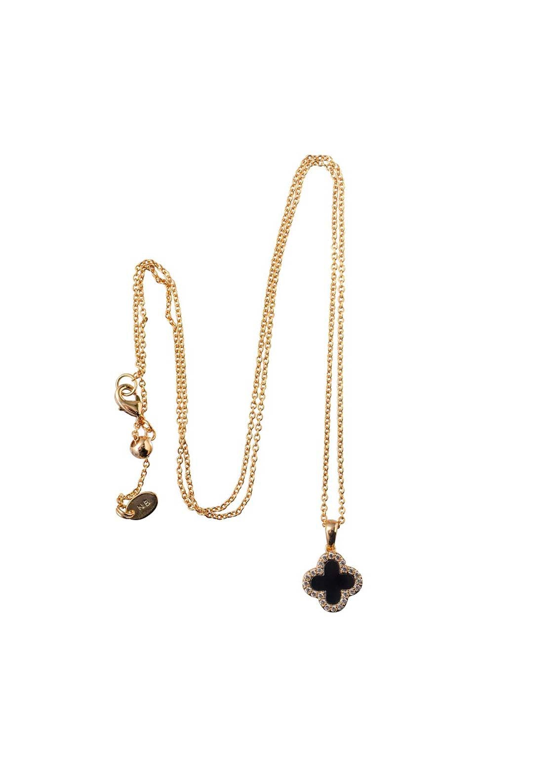 Newbridge Jewellery Black Stone Clover Pendant - Rose Gold 1 Shaws Department Stores