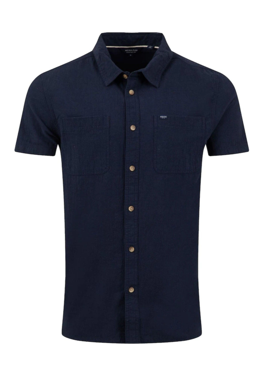 Weird Fish Hilton Textured Crepe Shirt - Navy 5 Shaws Department Stores
