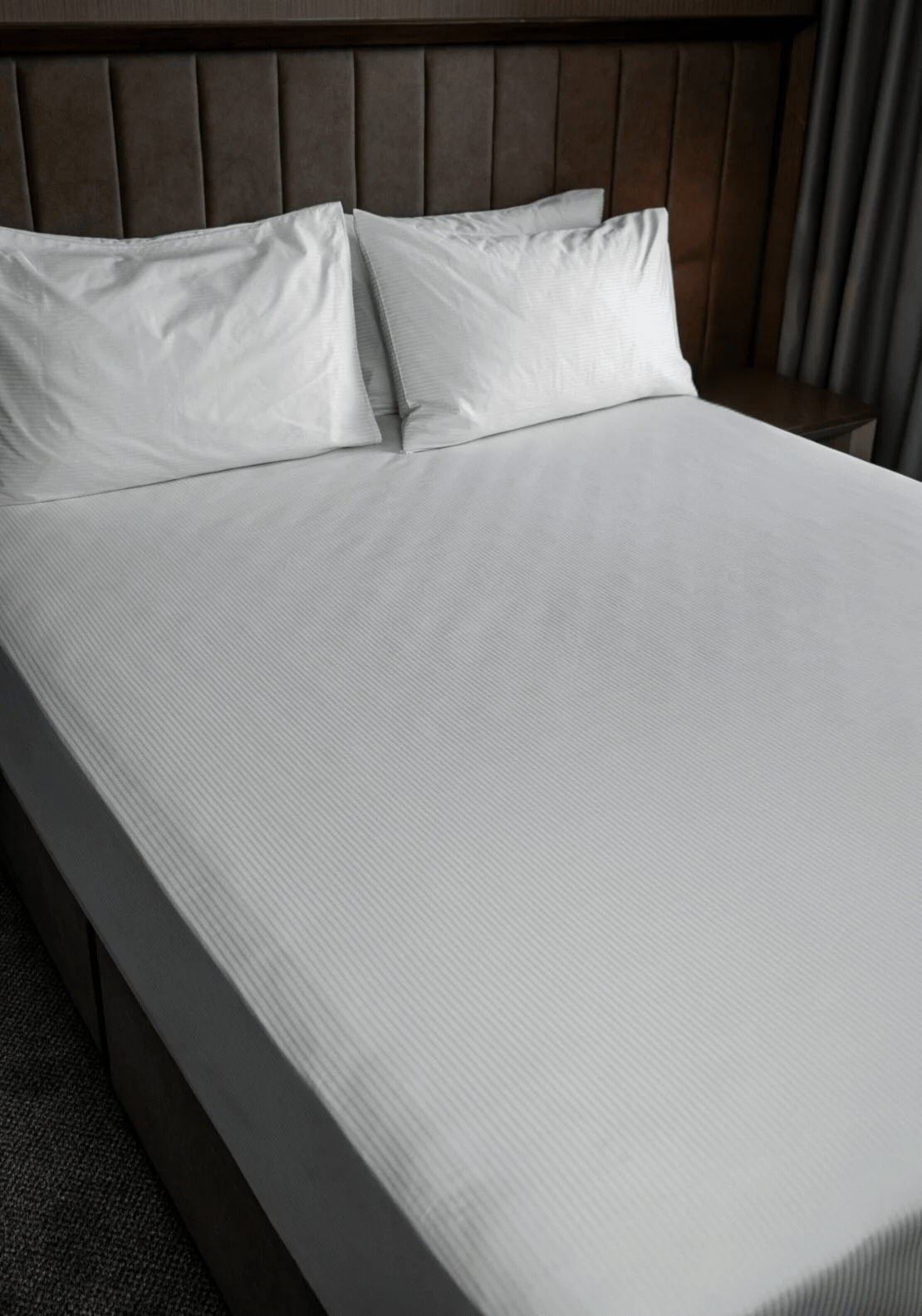 The Home Luxury Collection 300 TC Satin Stripe Fitted Sheet - Cream 2 Shaws Department Stores
