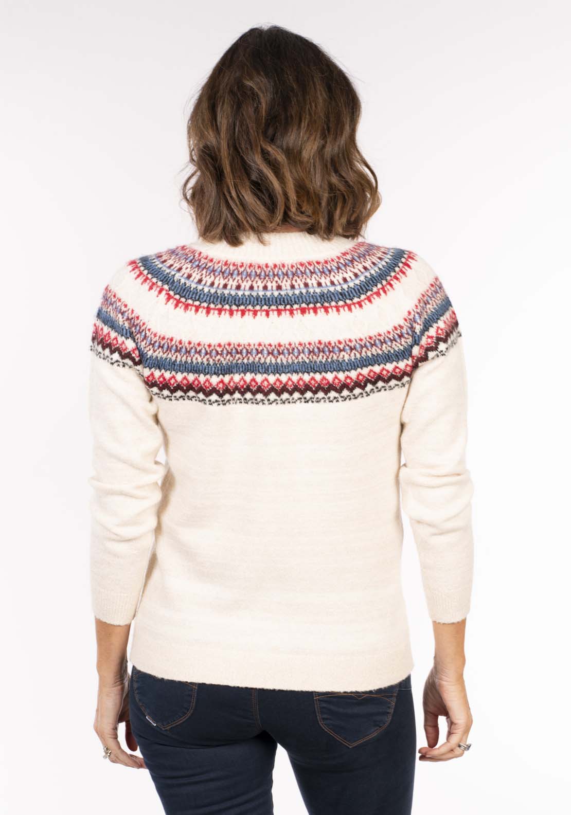 Tea Lane Fairisle Yoke Jumper - Cream 4 Shaws Department Stores