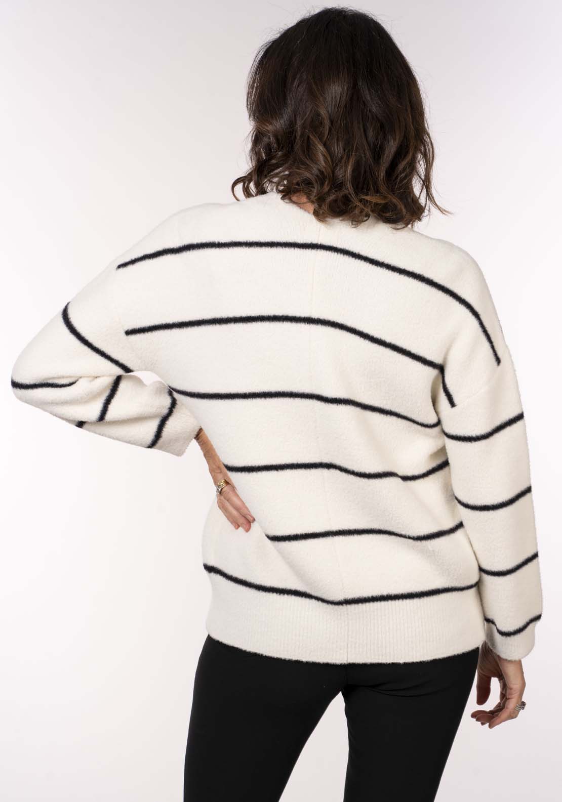 Naoise Stripe Coatigan - Cream / Navy 4 Shaws Department Stores