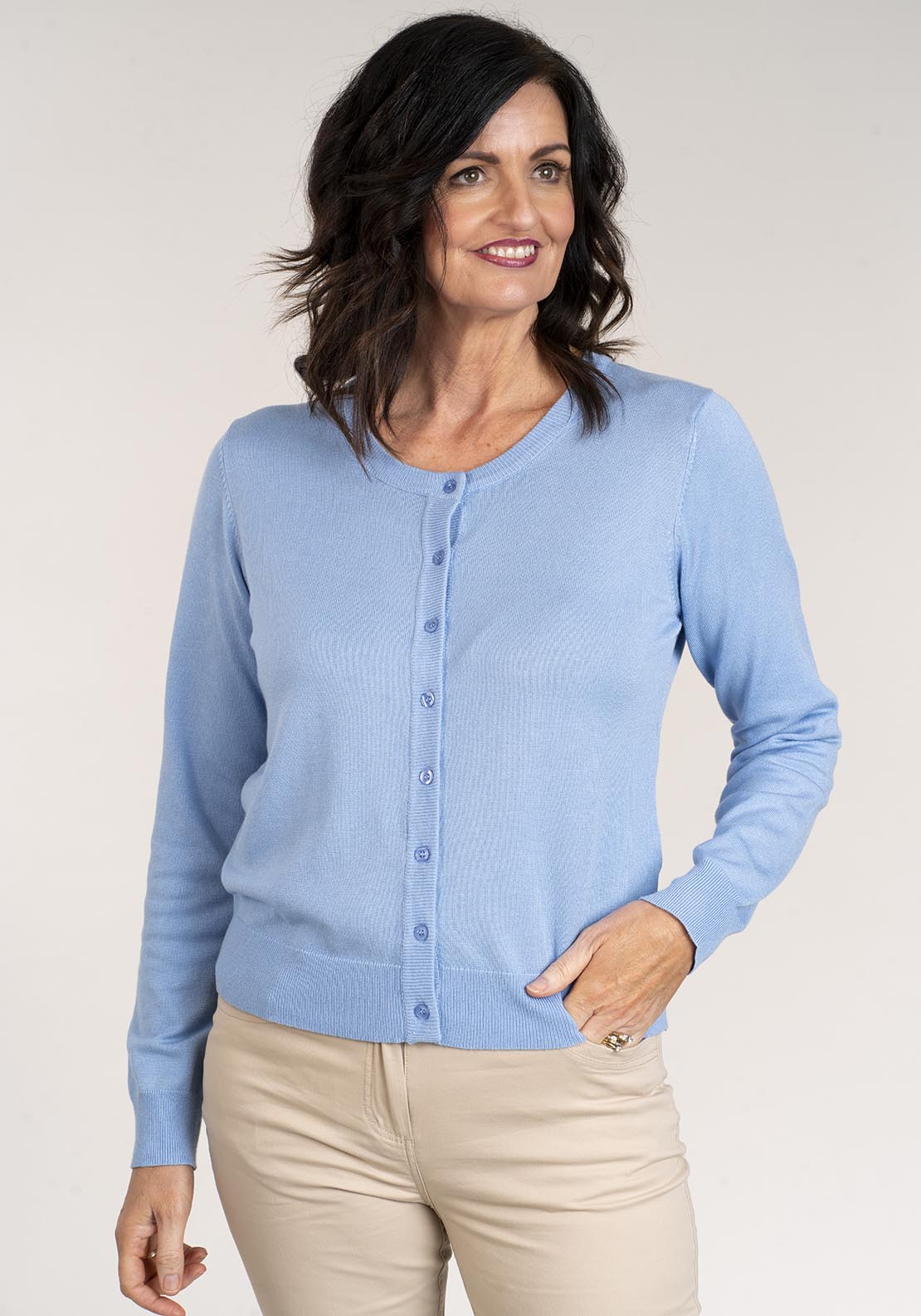 Tea Lane Long Sleeve Cardigan - Blue 1 Shaws Department Stores