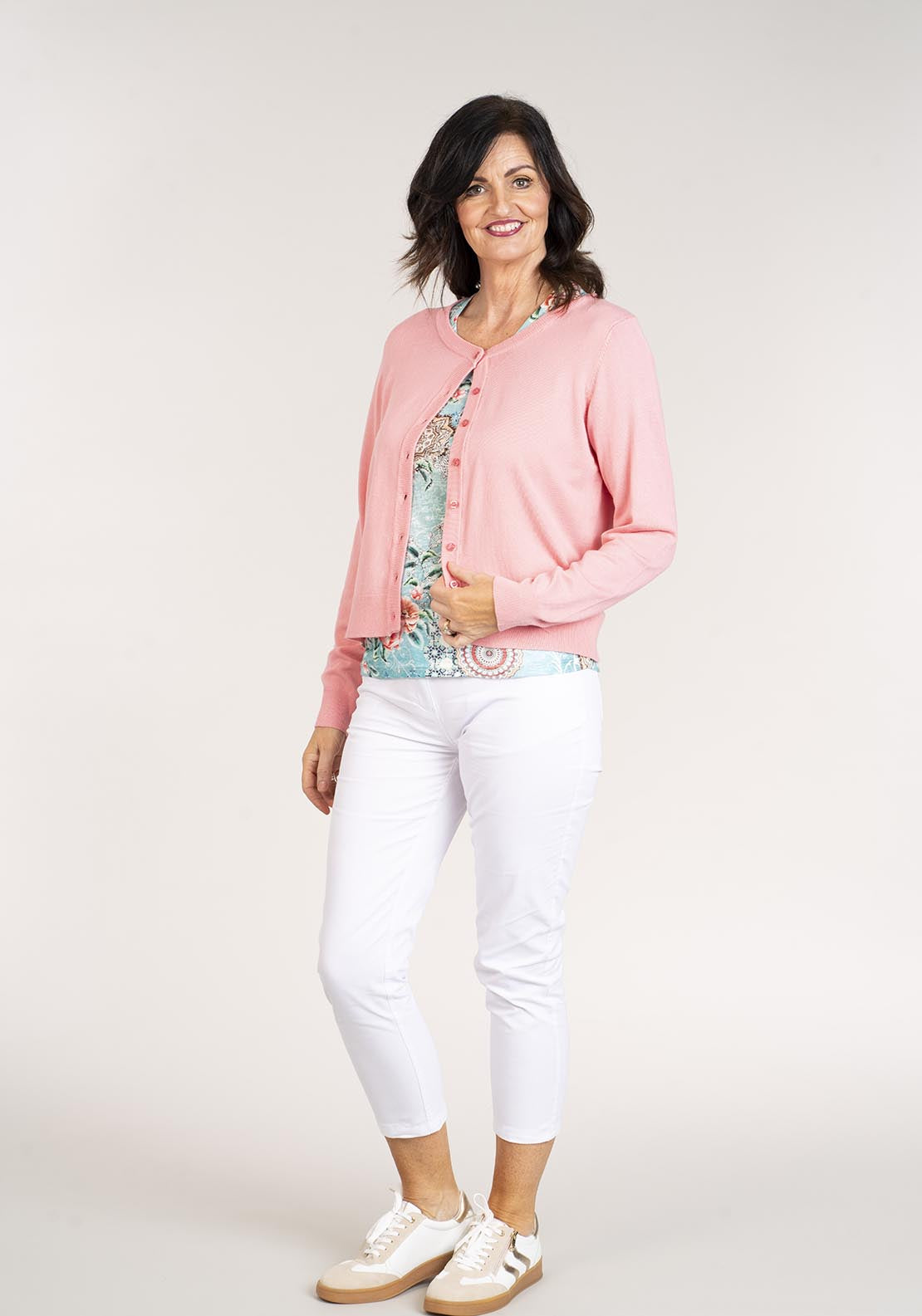 Tea Lane Long Sleeve Cardigan - Coral 5 Shaws Department Stores