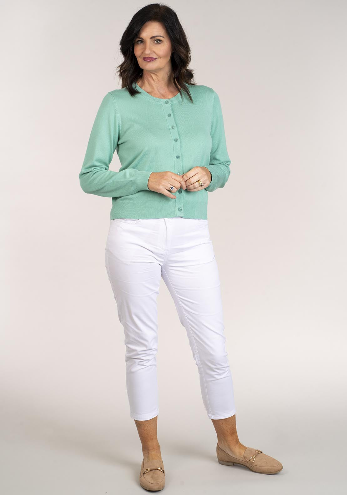 Tea Lane Long Sleeve Cardigan - Green 5 Shaws Department Stores
