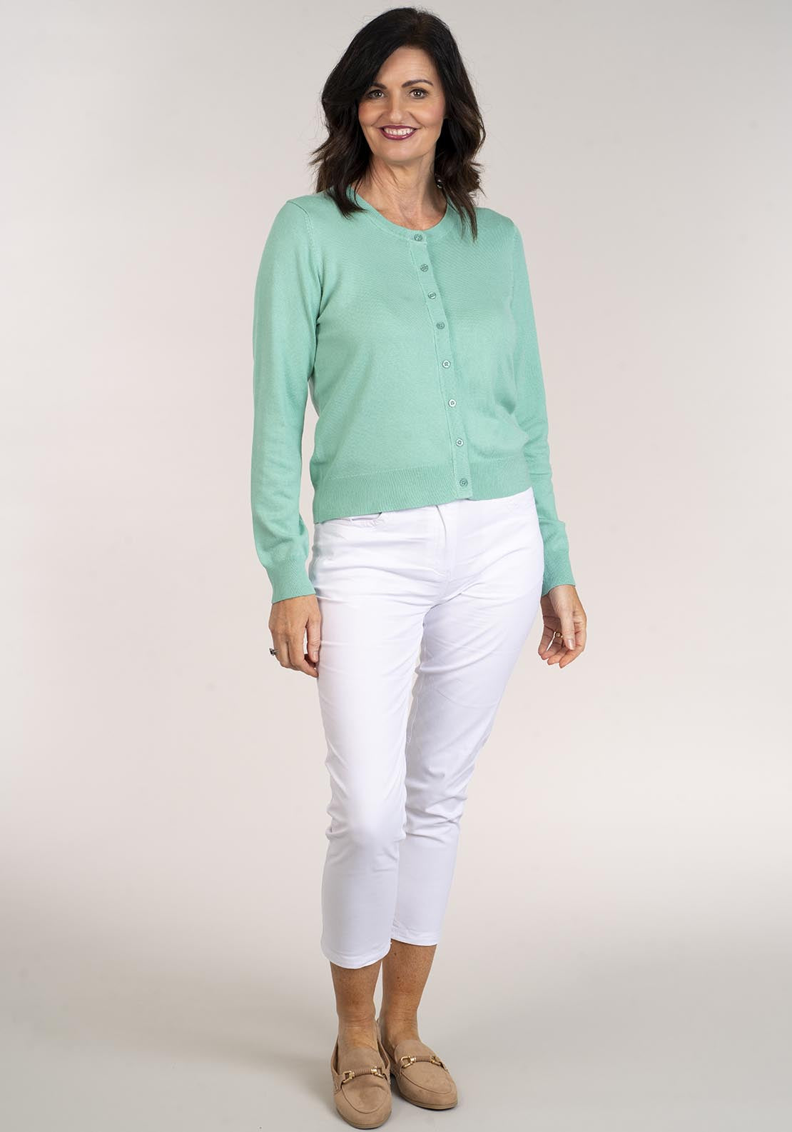 Tea Lane Long Sleeve Cardigan - Green 4 Shaws Department Stores