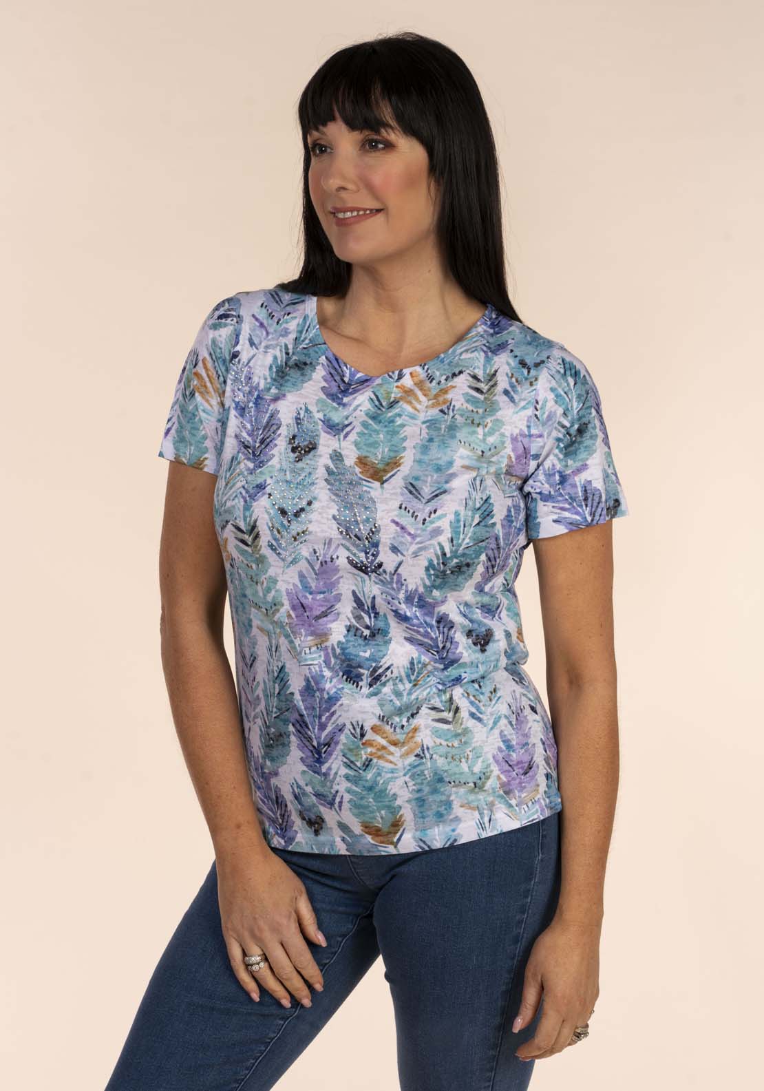 Tea Lane Burnout Print T-Shirt 1 Shaws Department Stores