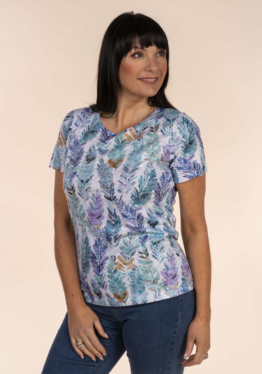 Tea Lane Burnout Print T-Shirt 3 Shaws Department Stores