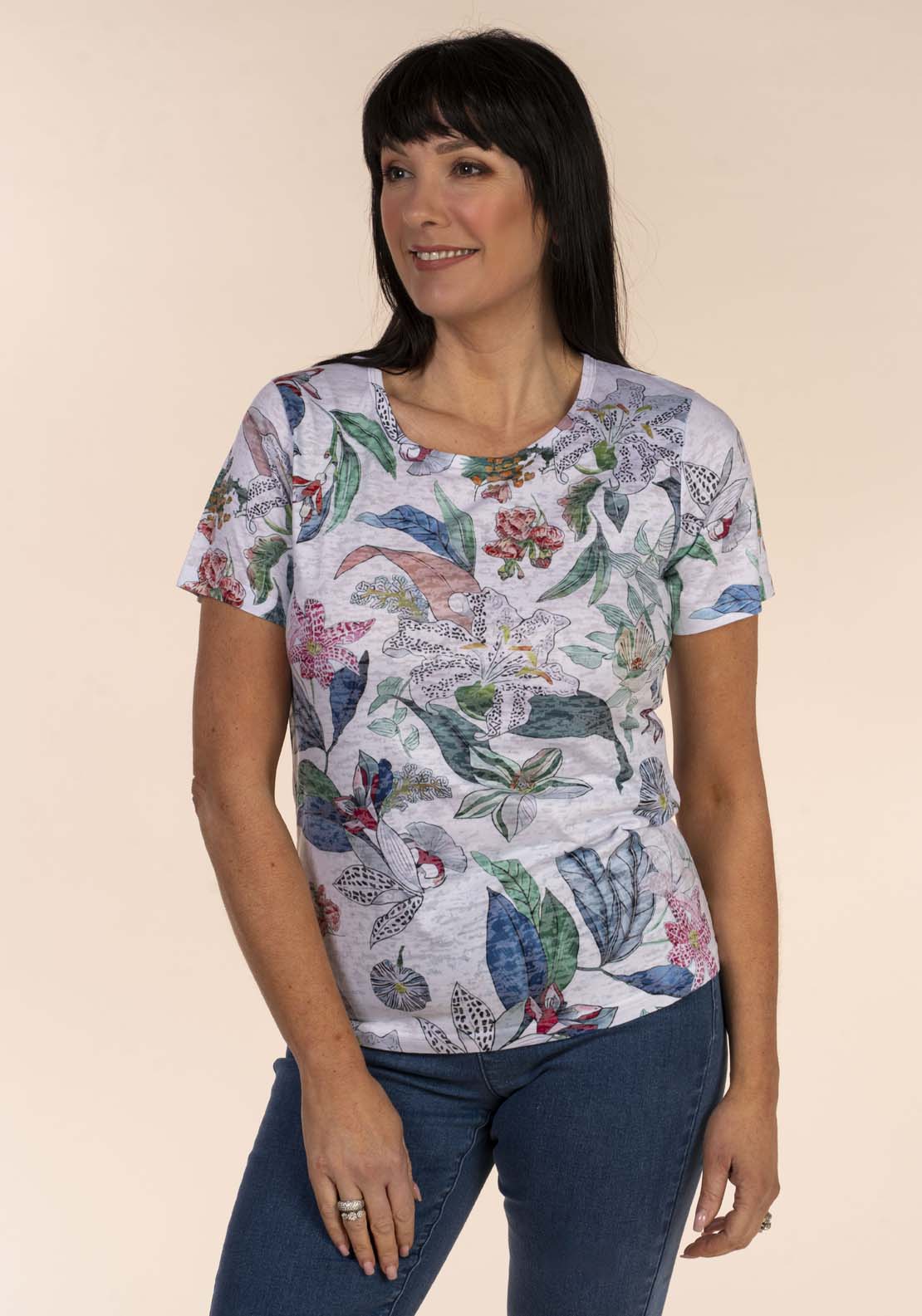 Tea Lane Burnout Print T-Shirt 2 Shaws Department Stores