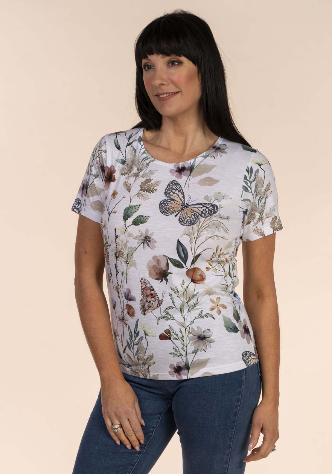 Tea Lane Burnout Print T-Shirt 1 Shaws Department Stores