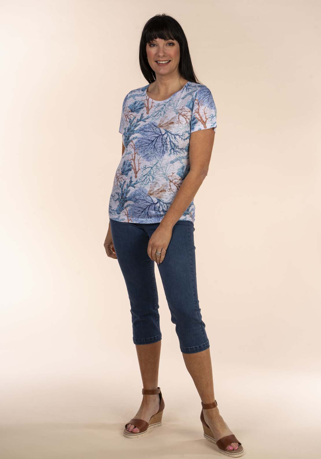 Tea Lane Burnout Print T-Shirt 5 Shaws Department Stores