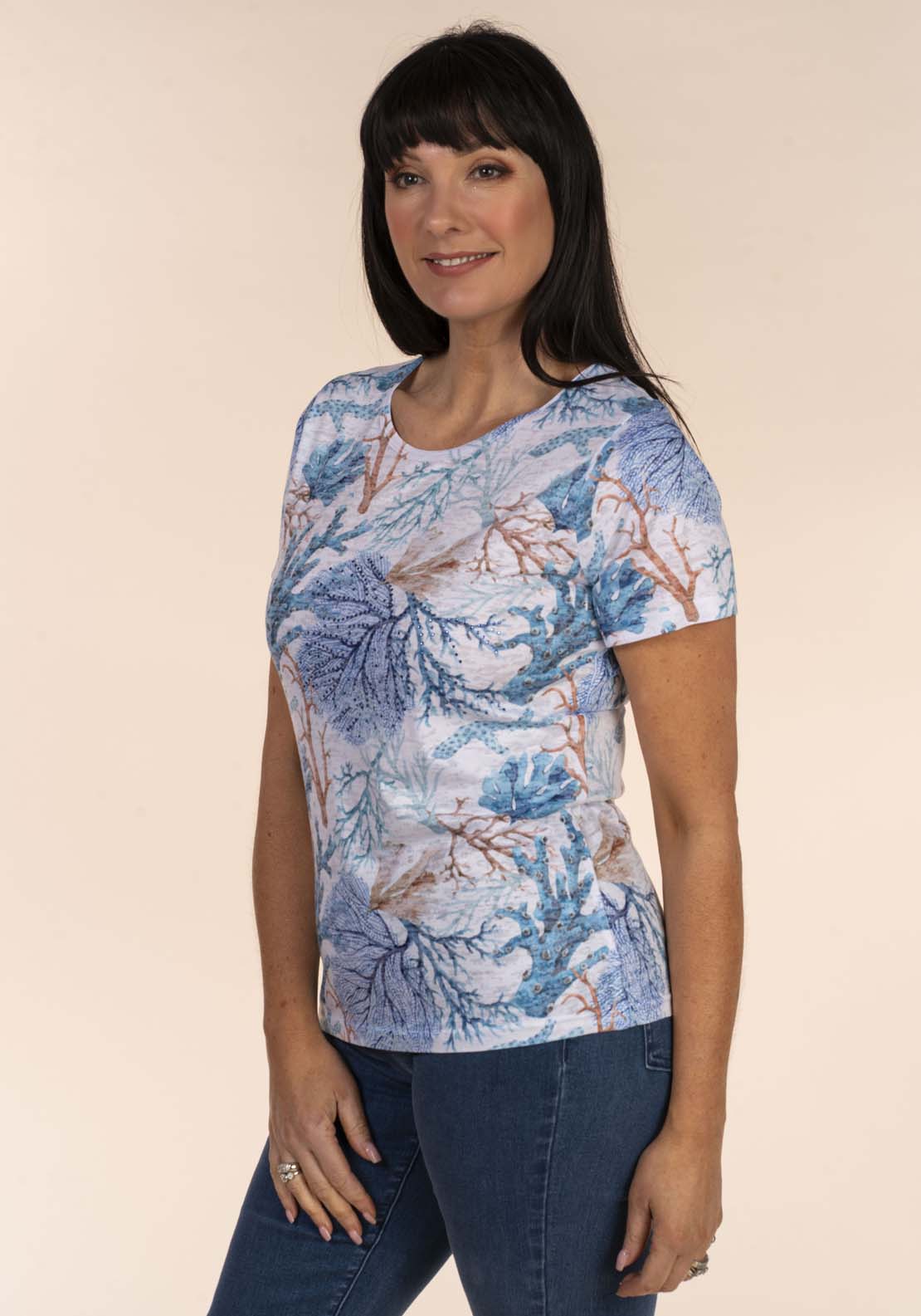 Tea Lane Burnout Print T-Shirt 1 Shaws Department Stores