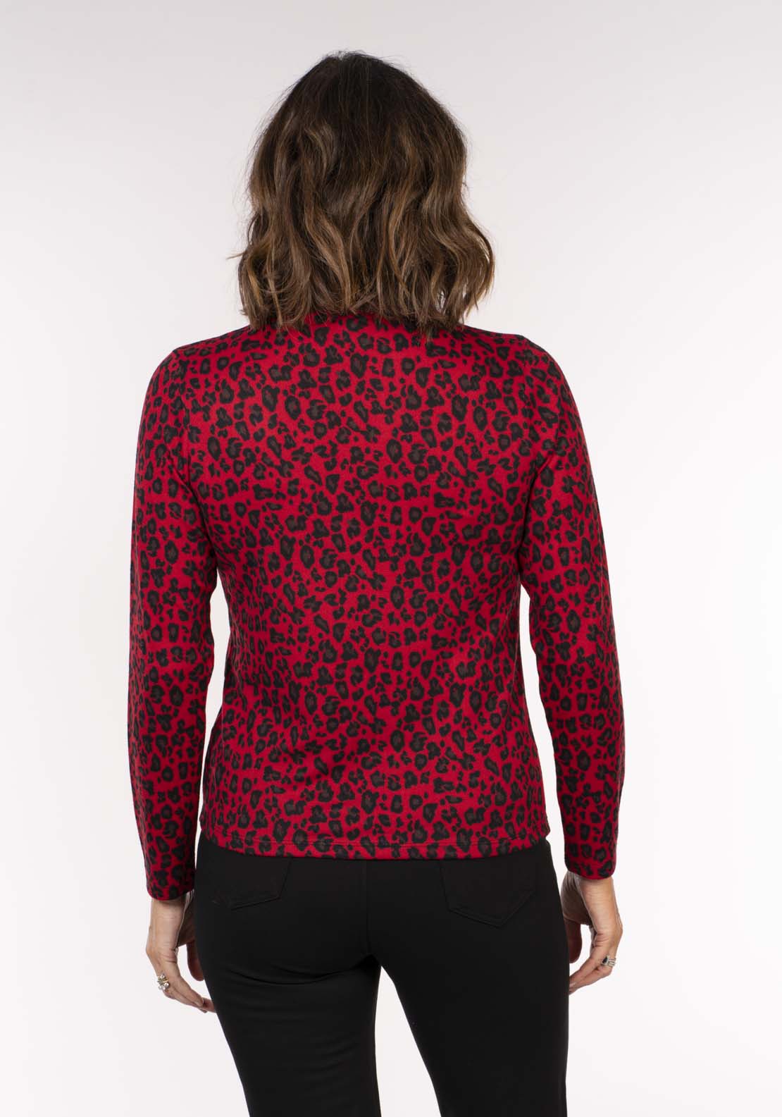 Tea Lane Turtle Nk Warm Knit Top - Red Animal 6 Shaws Department Stores