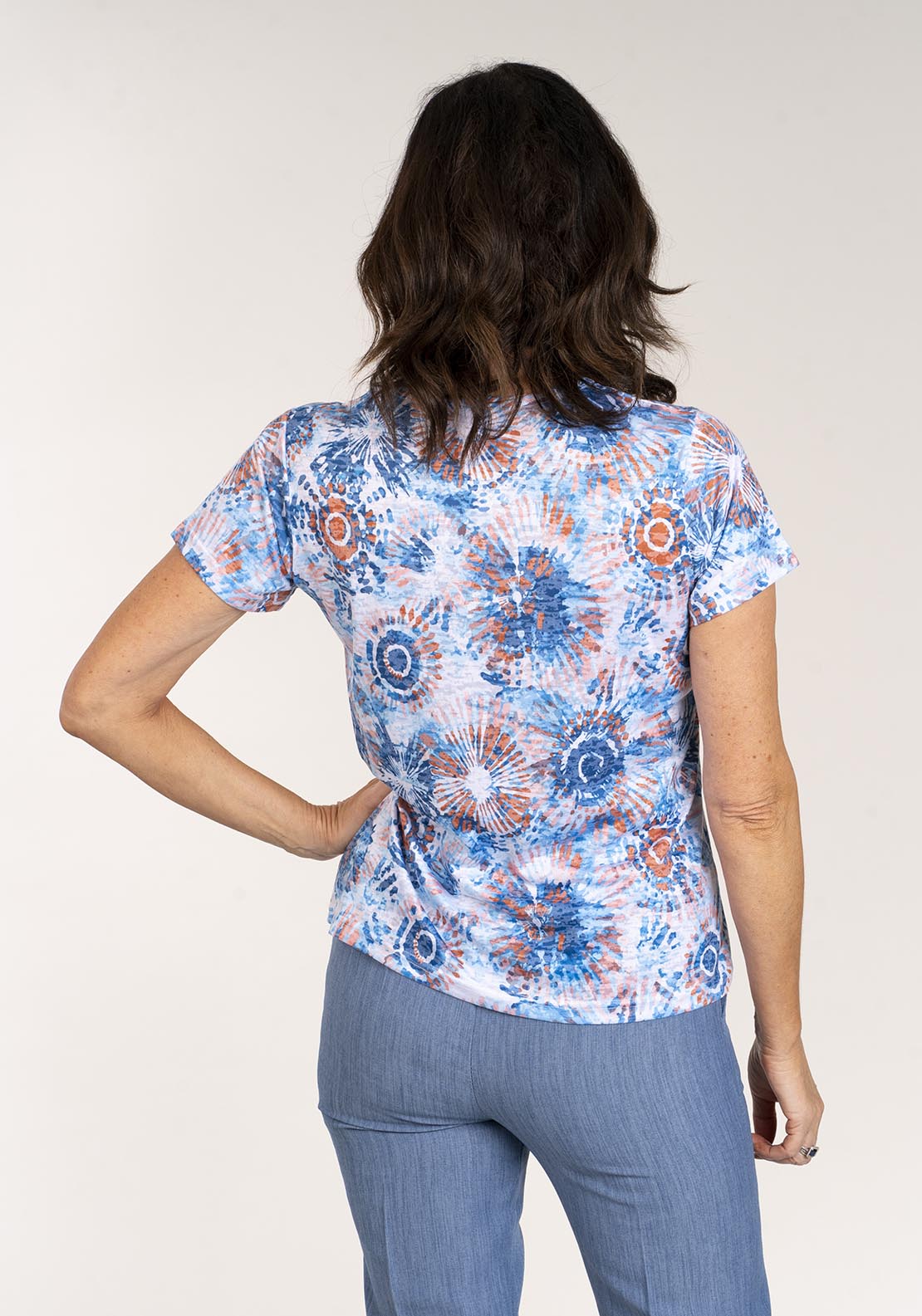 Tea Lane Short Sleeve Printed T-Shirt - Blue 3 Shaws Department Stores