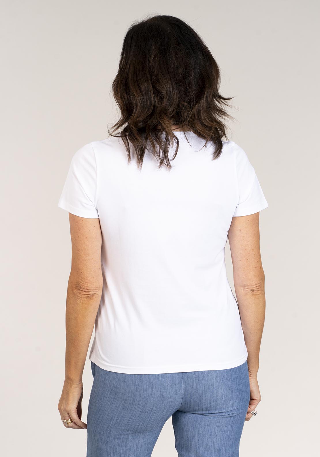 Tea Lane Short Sleeve T-Shirt Poppy Print - White 3 Shaws Department Stores