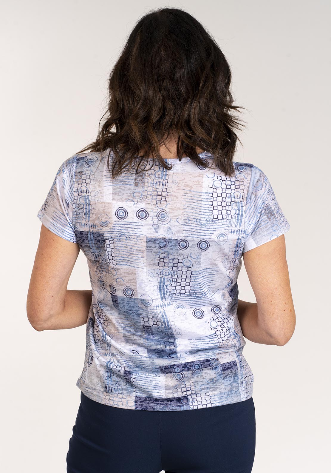 Tea Lane Short Sleeve Abstract Print T-Shirt - Blue 3 Shaws Department Stores