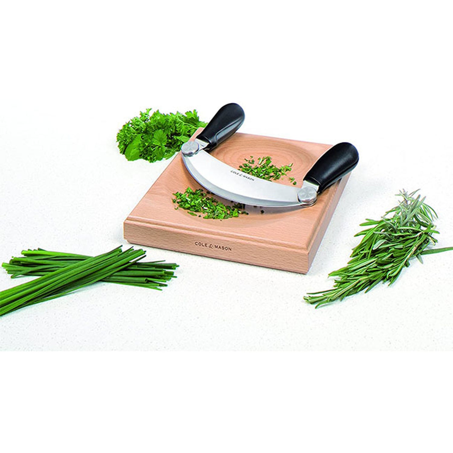 Cole & Mason H105549 Woodhall Herb Chopping Hachoir & Board 2 Shaws Department Stores