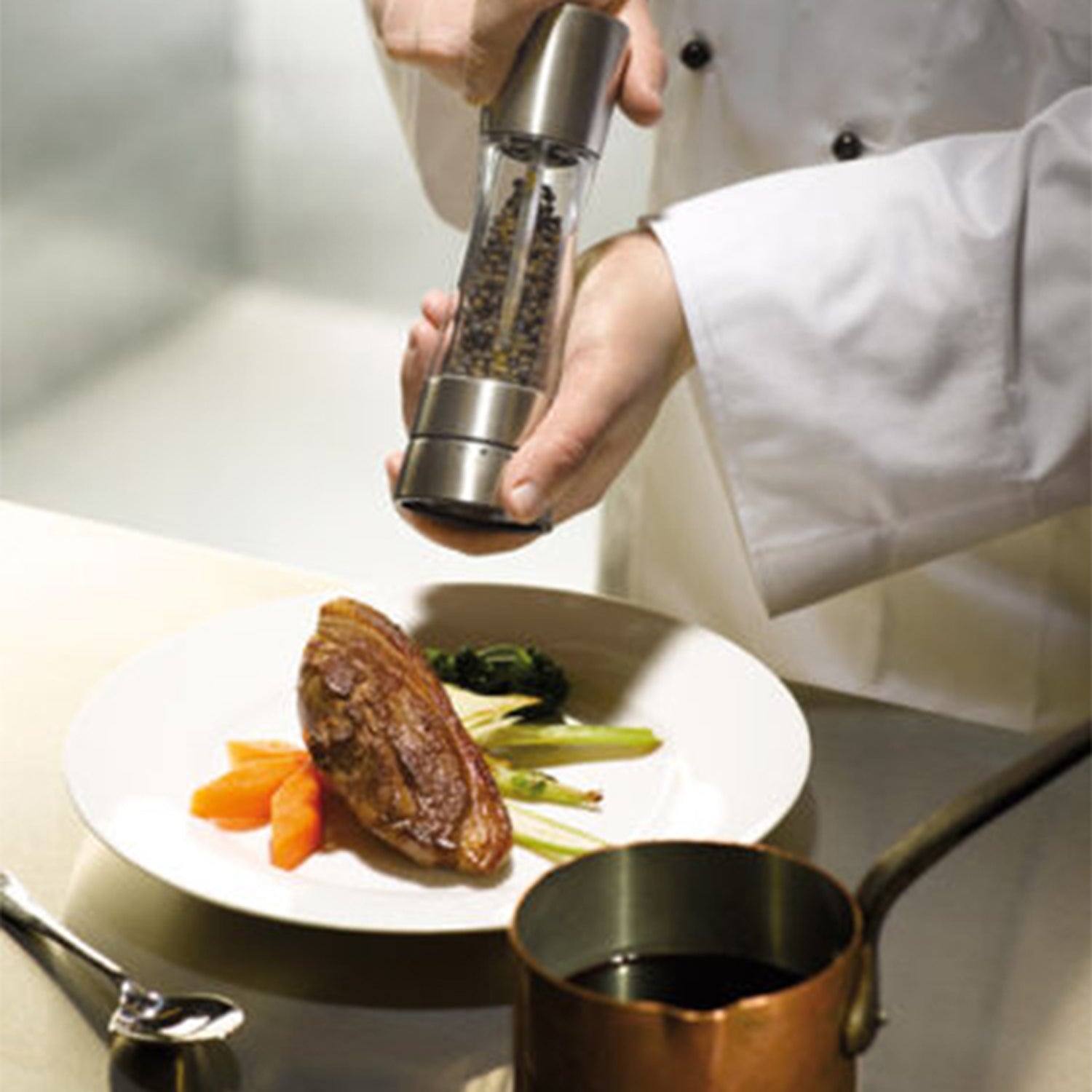 Cole & Mason H59408G Derwent Stainless Steel Gourmet Precision+ Salt & Pepper Mill Set 19cm 3 Shaws Department Stores