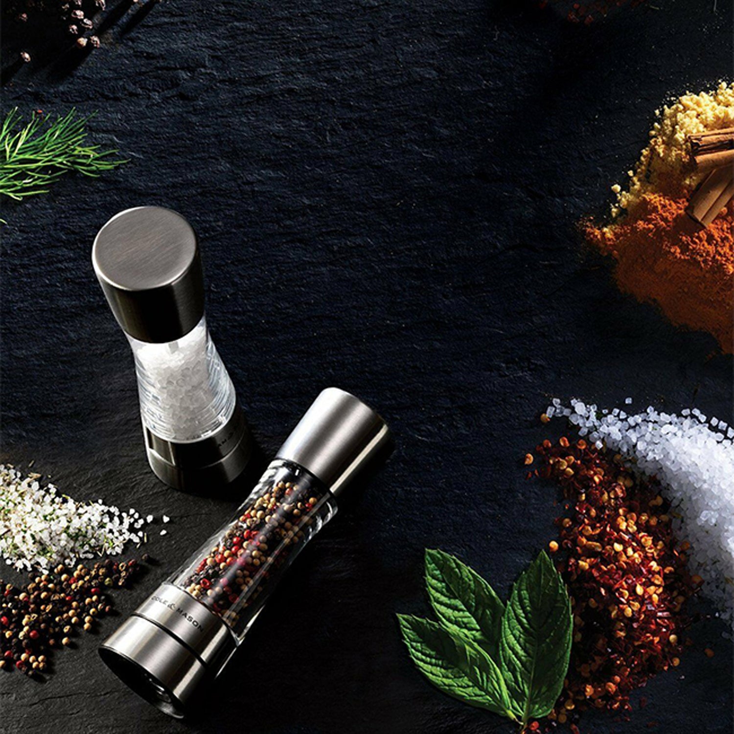 Cole & Mason H59408G Derwent Stainless Steel Gourmet Precision+ Salt & Pepper Mill Set 19cm 2 Shaws Department Stores