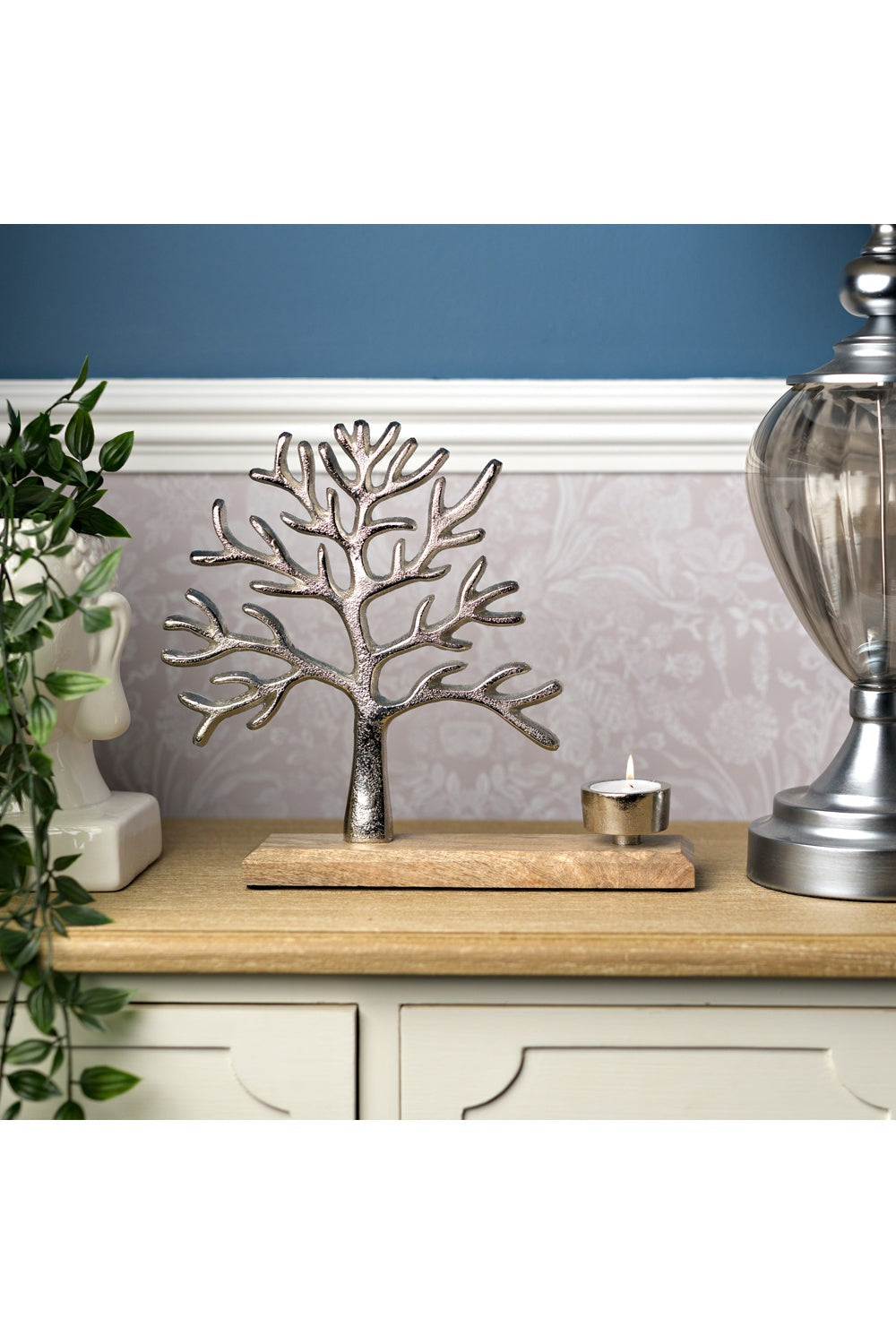 The Home Collection Tree of Life Metal & Wood Tea Light Holder 27cm 1 Shaws Department Stores