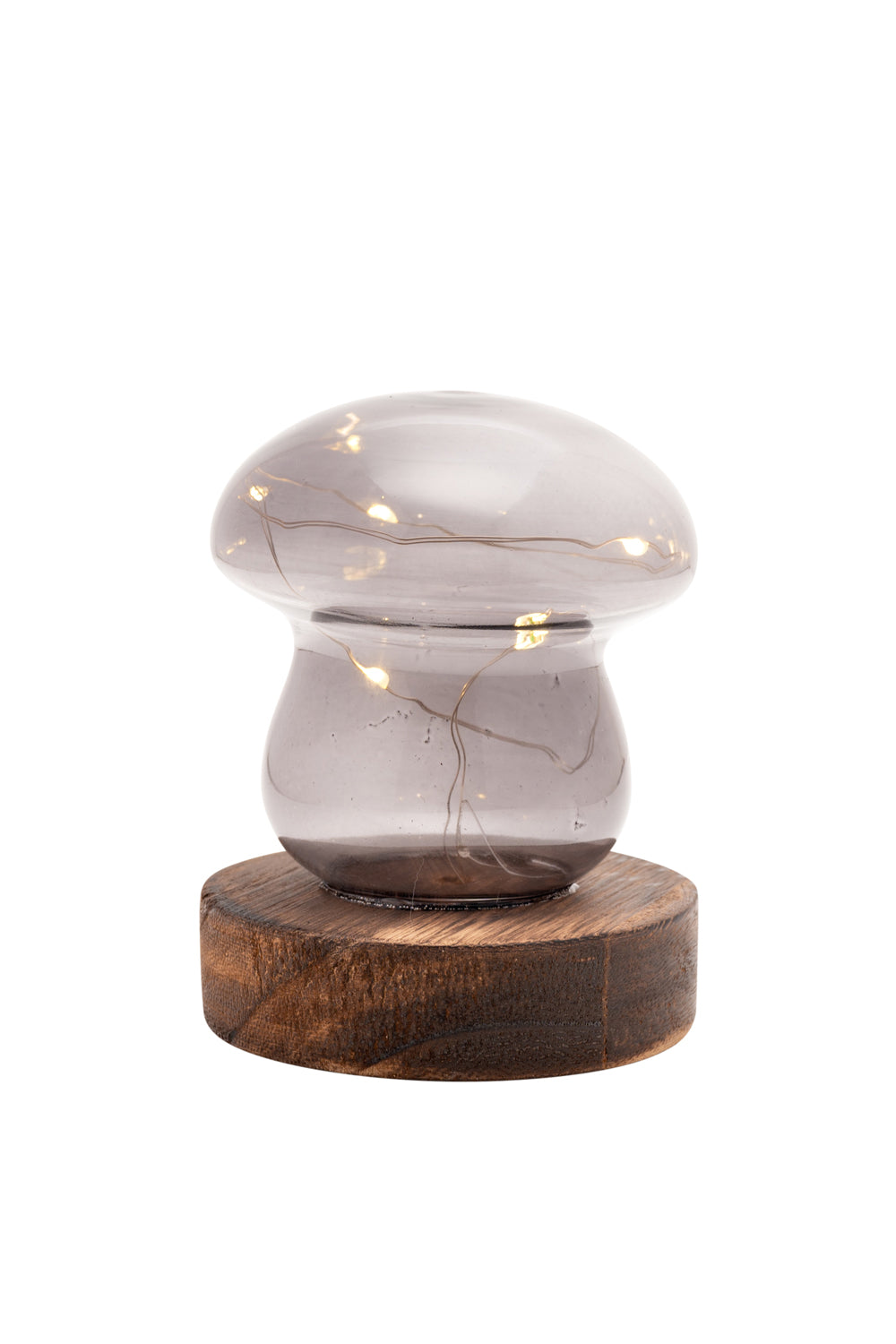 The Home Collection Grey Glass Mushroom with LED Lights - Small 1 Shaws Department Stores