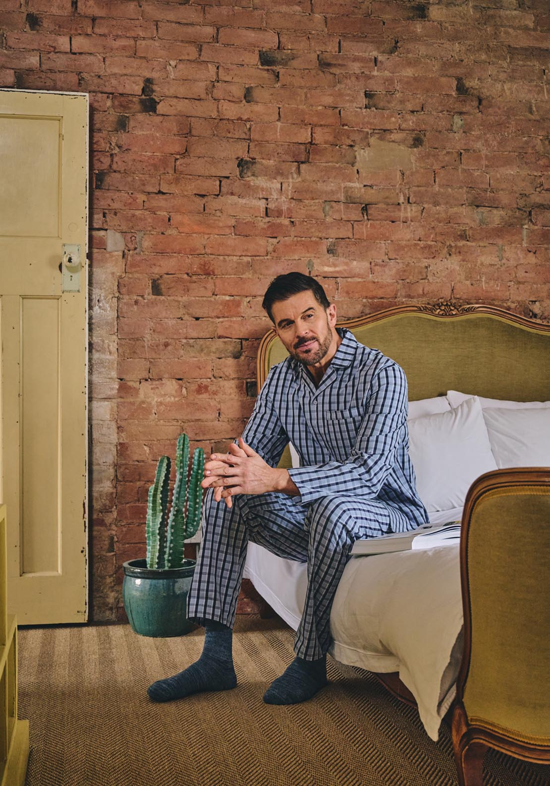 Hj Hall Pure Cotton Pyjamas, Long Sleeve Top and Long Pants - Blue 1 Shaws Department Stores