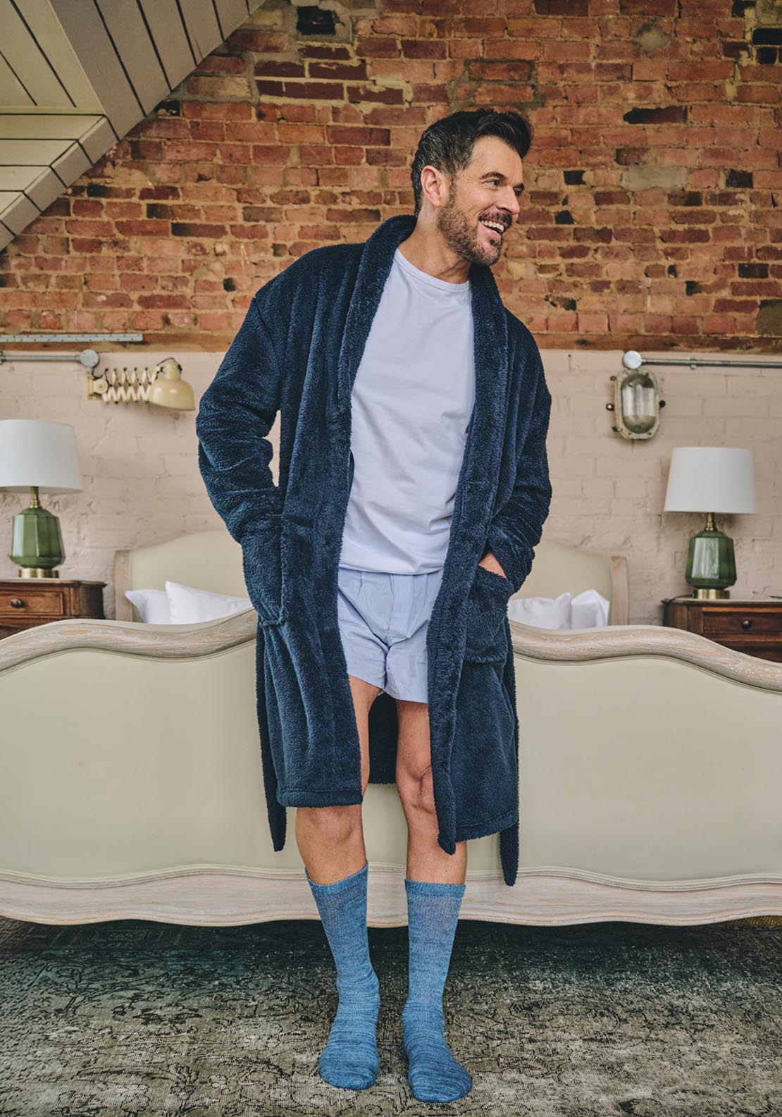 Hj Hall Dressing Gown - Blue 1 Shaws Department Stores