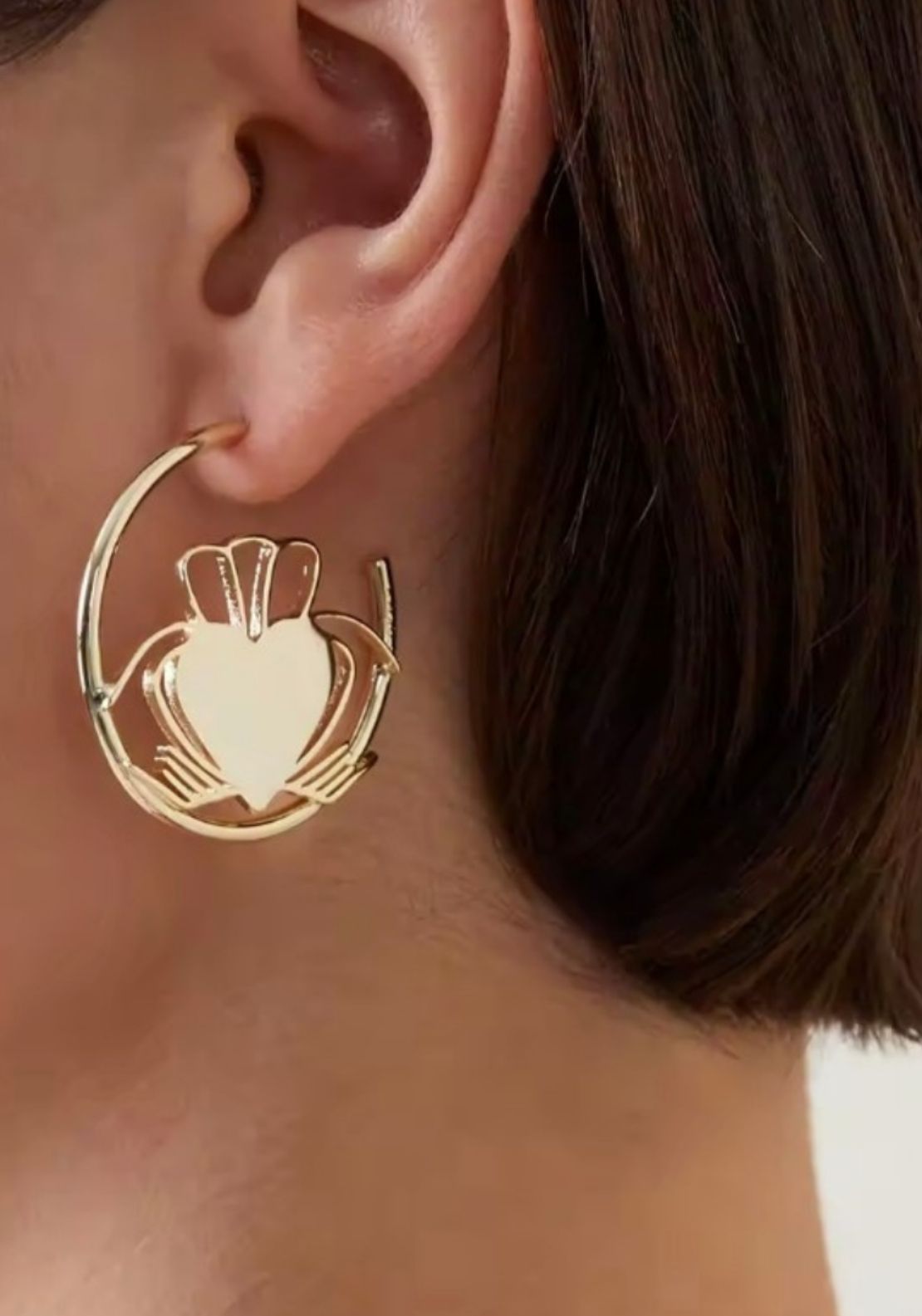 Don’t Kill My Vibe Heart Strong Claddagh Hoop Earrings - Gold 3 Shaws Department Stores