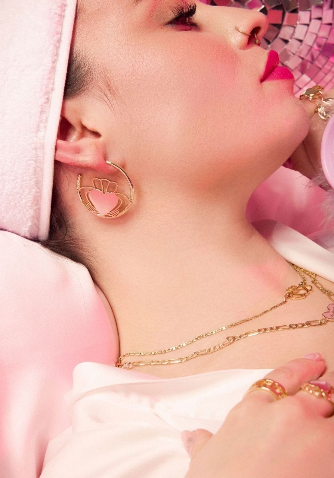 Don’t Kill My Vibe Heart Strong Claddagh Hoop Earrings - Gold 4 Shaws Department Stores