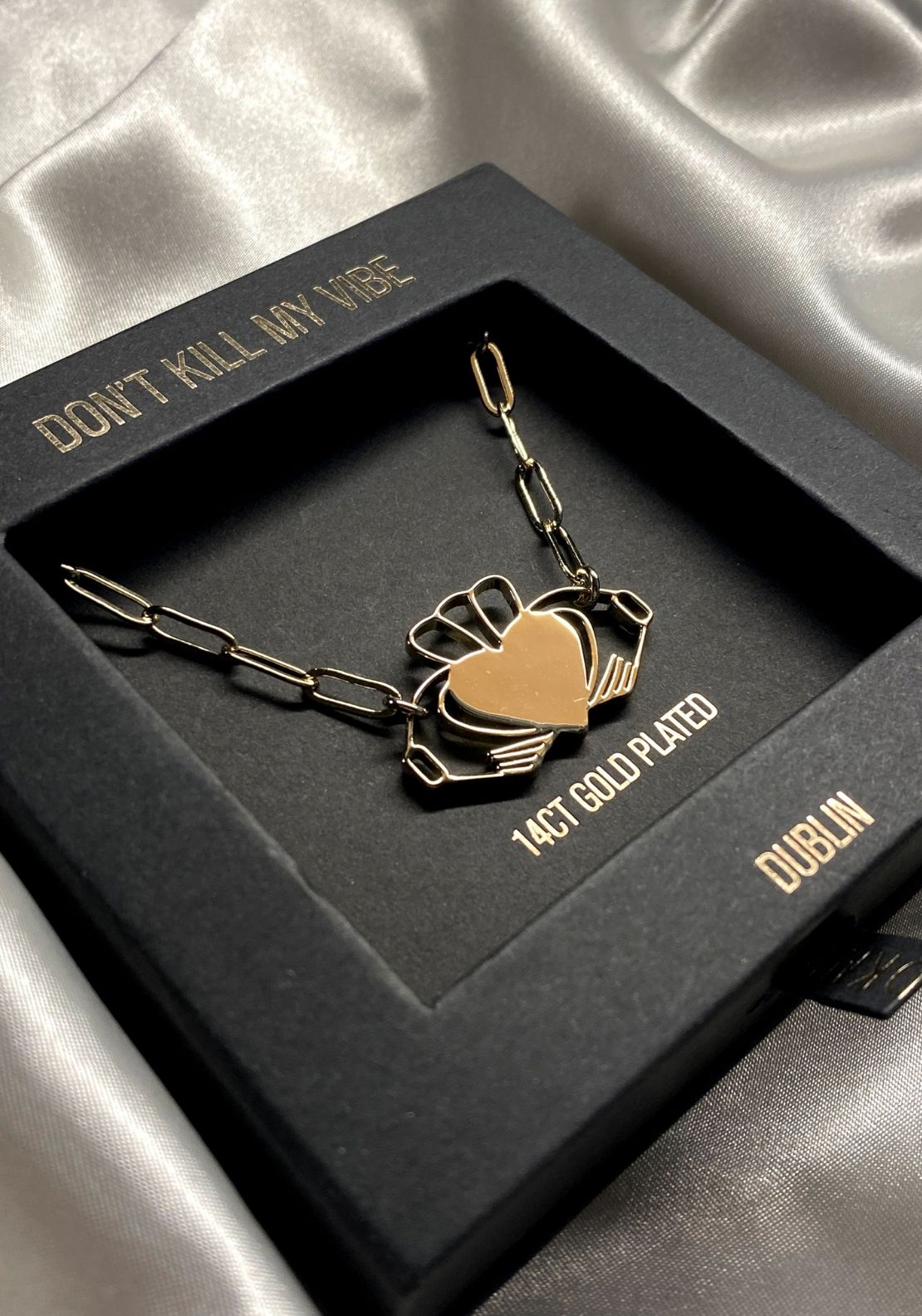 Don’t Kill My Vibe Heart Strong Claddagh Necklace - Gold 2 Shaws Department Stores