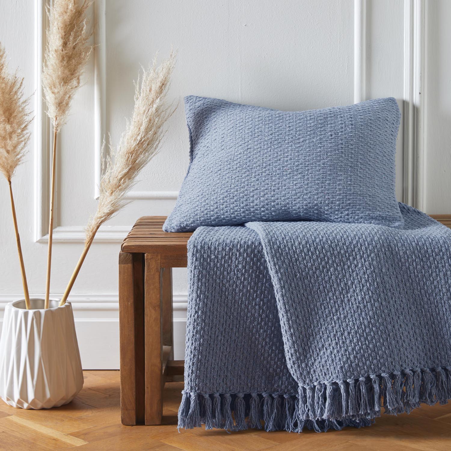 The Home Collection Hanson Blue Throw 200 X 200 1 Shaws Department Stores