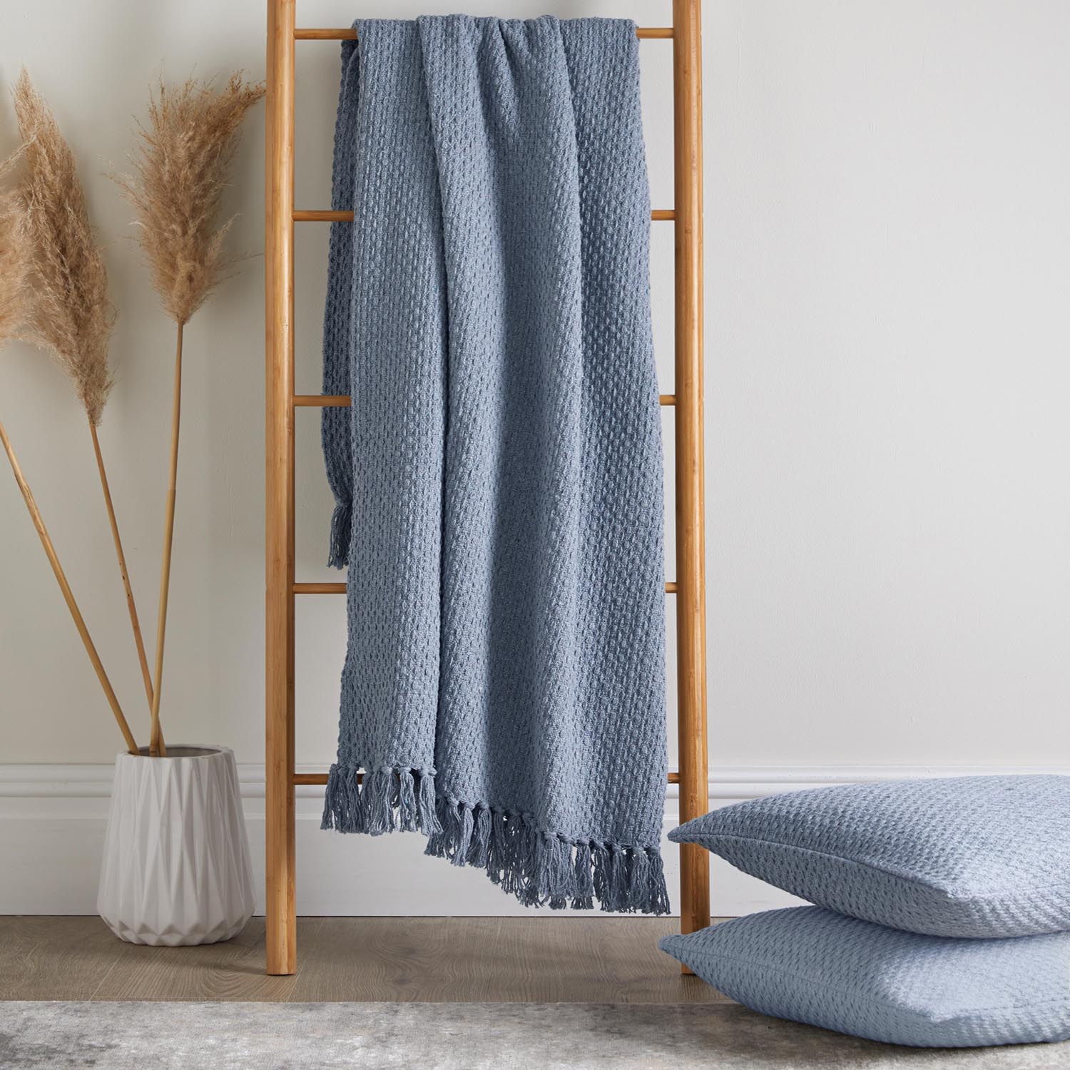 The Home Collection Hanson Blue Throw 200 X 200 2 Shaws Department Stores