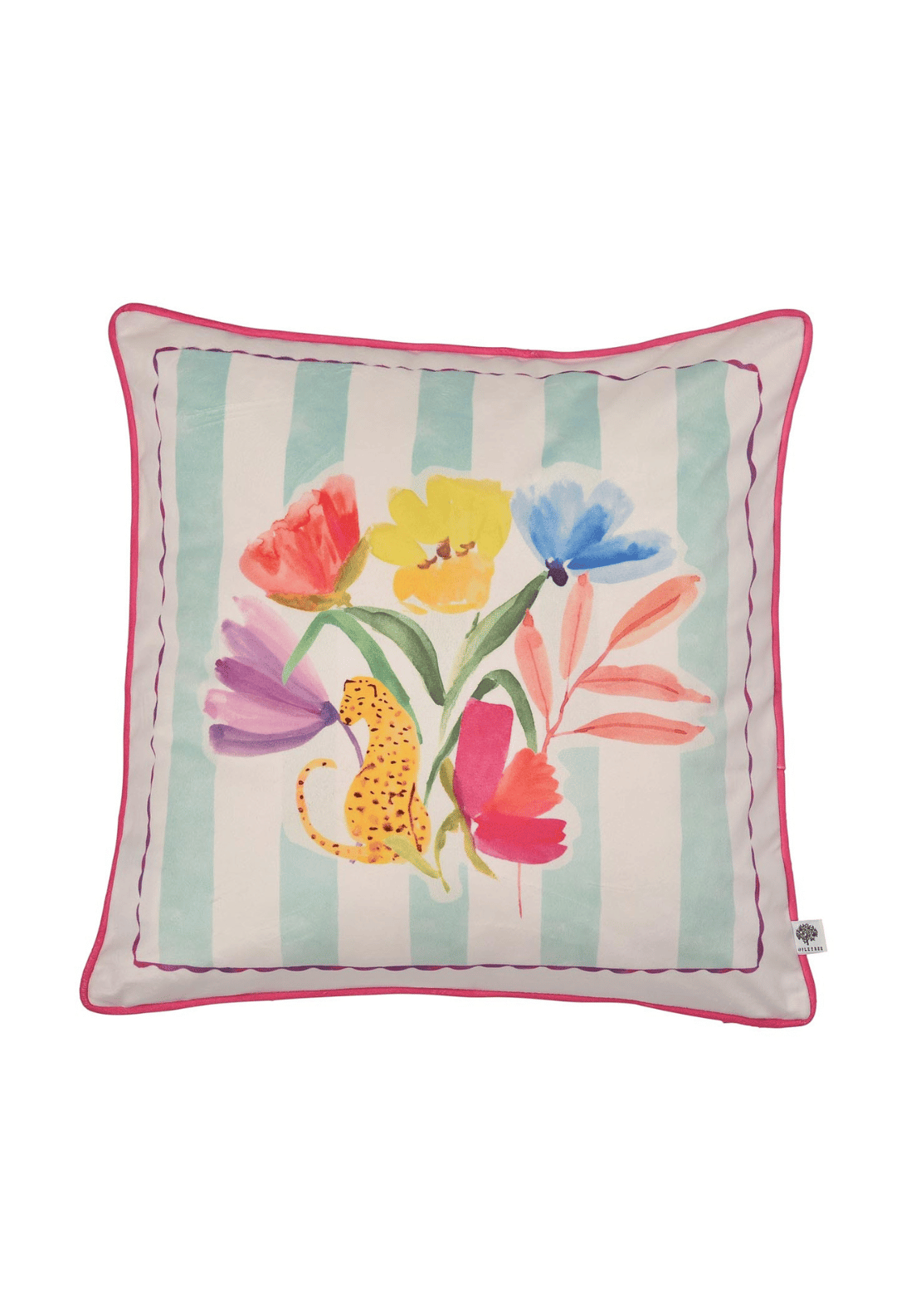 The Home Luyxury Collection Harriet Printed Velvet Piped Cushion - Duck/Pink 1 Shaws Department Stores