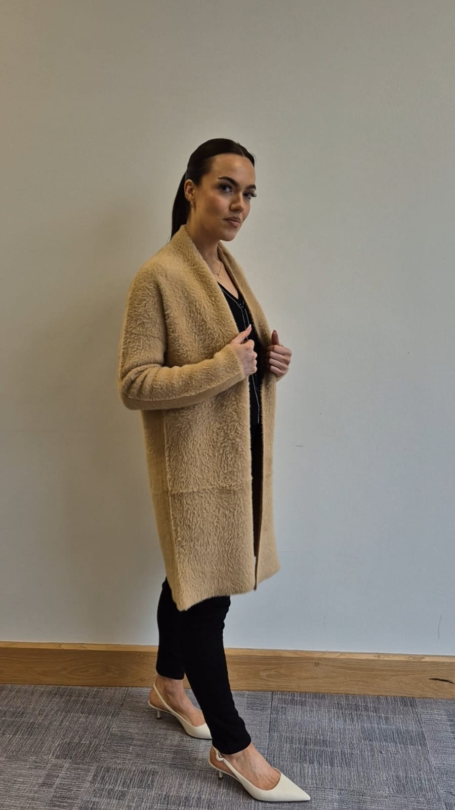 Naoise Feather Yarn Cardigan - Gold 1 Shaws Department Stores