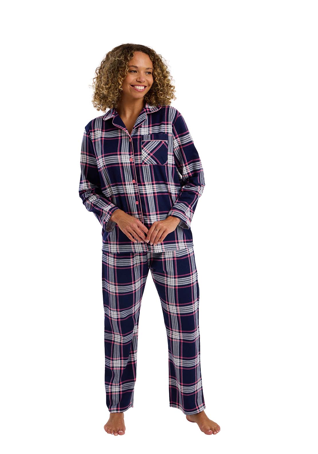 Indigo Sky Check Wincey Pyjama - Blue 1 Shaws Department Stores
