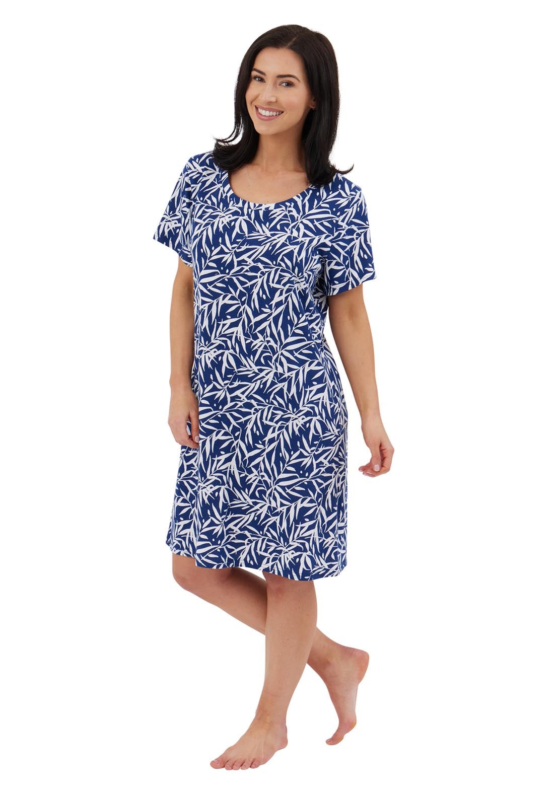 Indigo Sky Bamboo Print Nightdress - Navy 2 Shaws Department Stores