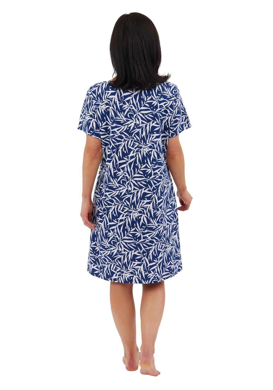 Indigo Sky Bamboo Print Nightdress - Navy 3 Shaws Department Stores