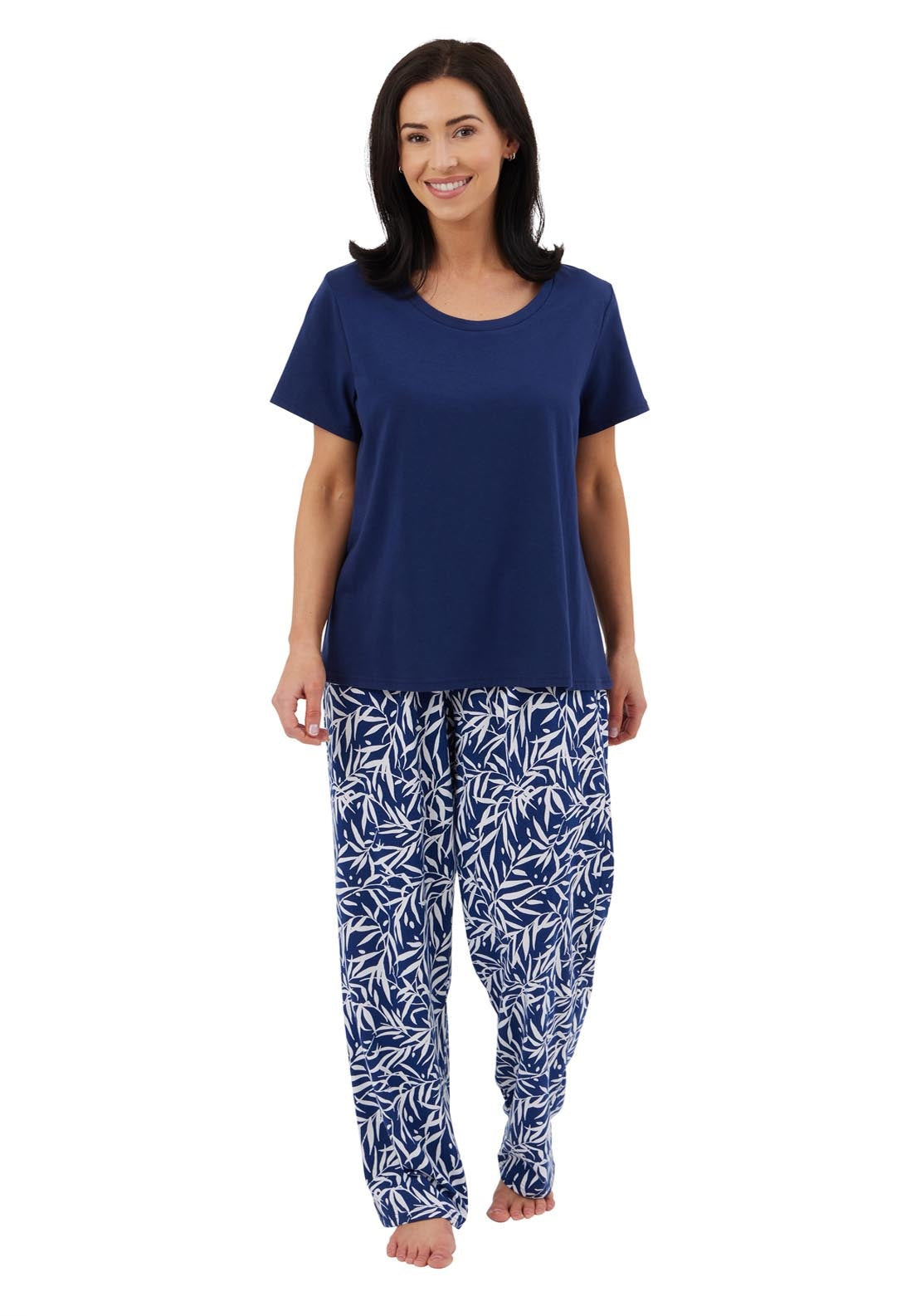 Indigo Sky Bamboo Print Pj Set - Navy 1 Shaws Department Stores