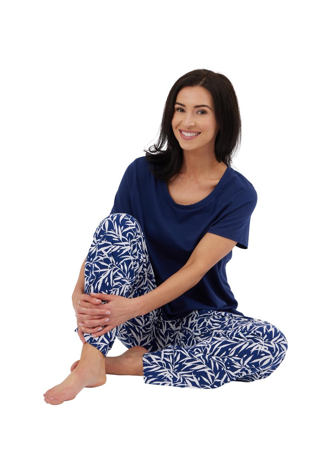 Indigo Sky Bamboo Print Pj Set - Navy 3 Shaws Department Stores