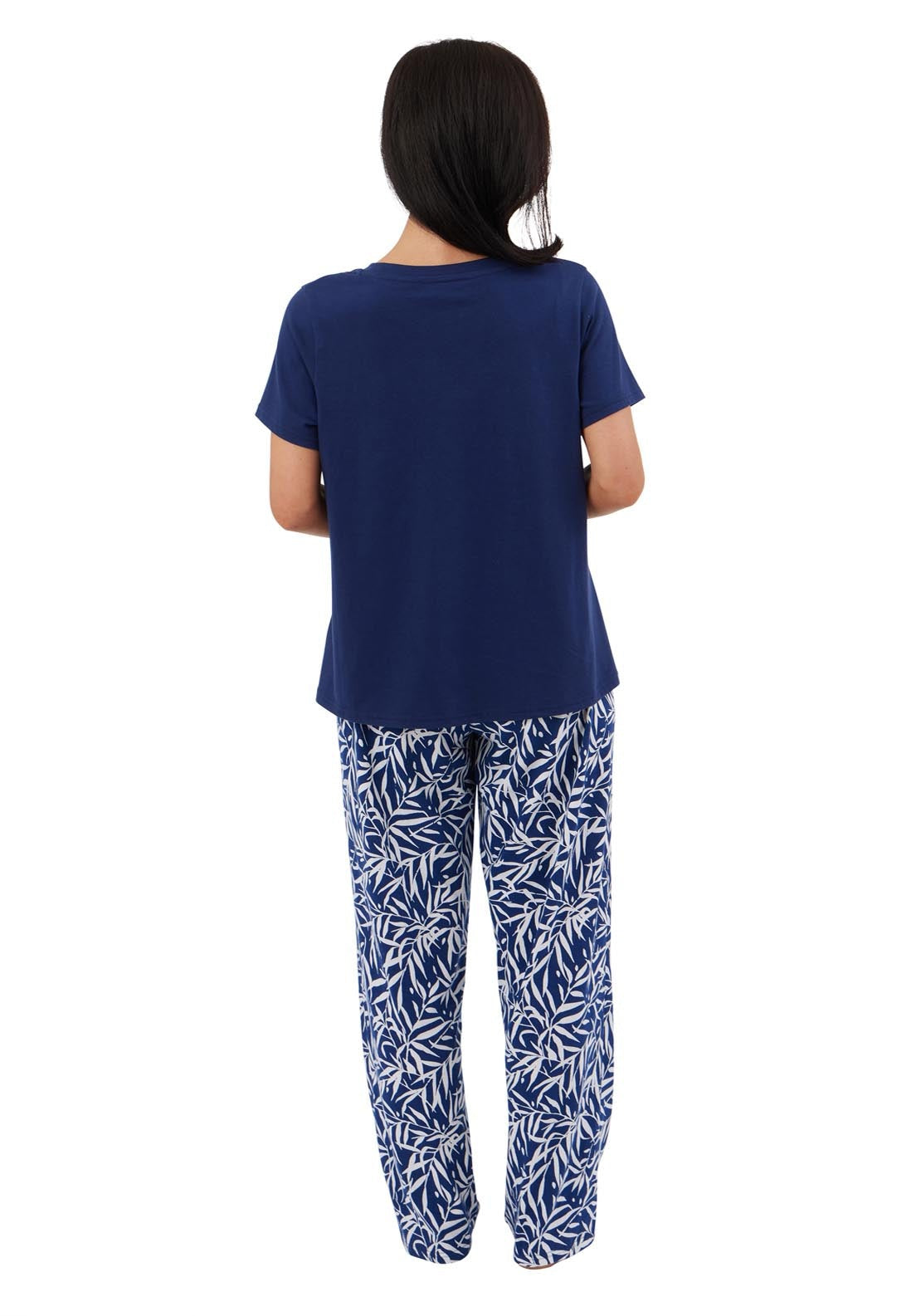 Indigo Sky Bamboo Print Pj Set - Navy 2 Shaws Department Stores