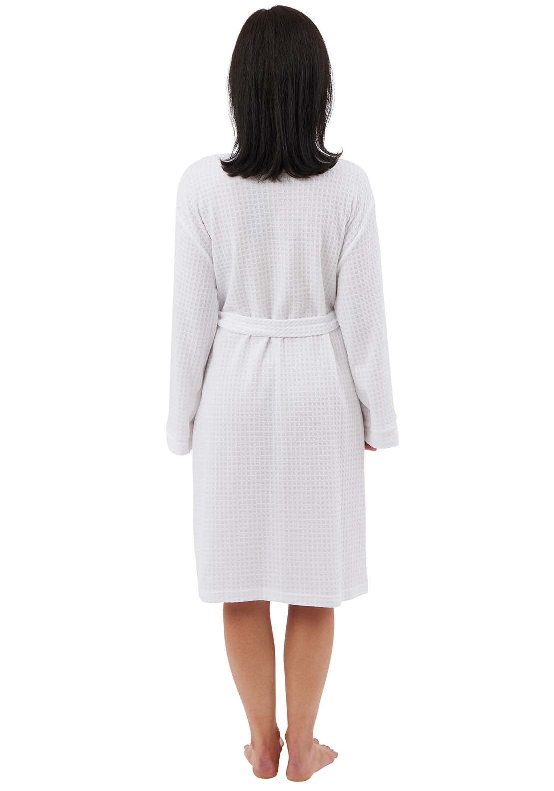 Indigo Sky Waffle Robe With White Piping - White 3 Shaws Department Stores
