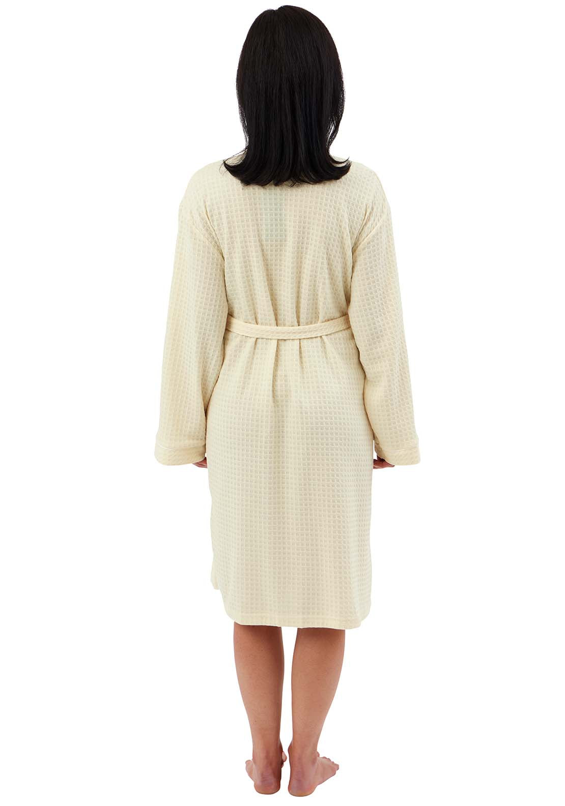 Indigo Sky Waffle Robe With White Piping - Yellow 3 Shaws Department Stores