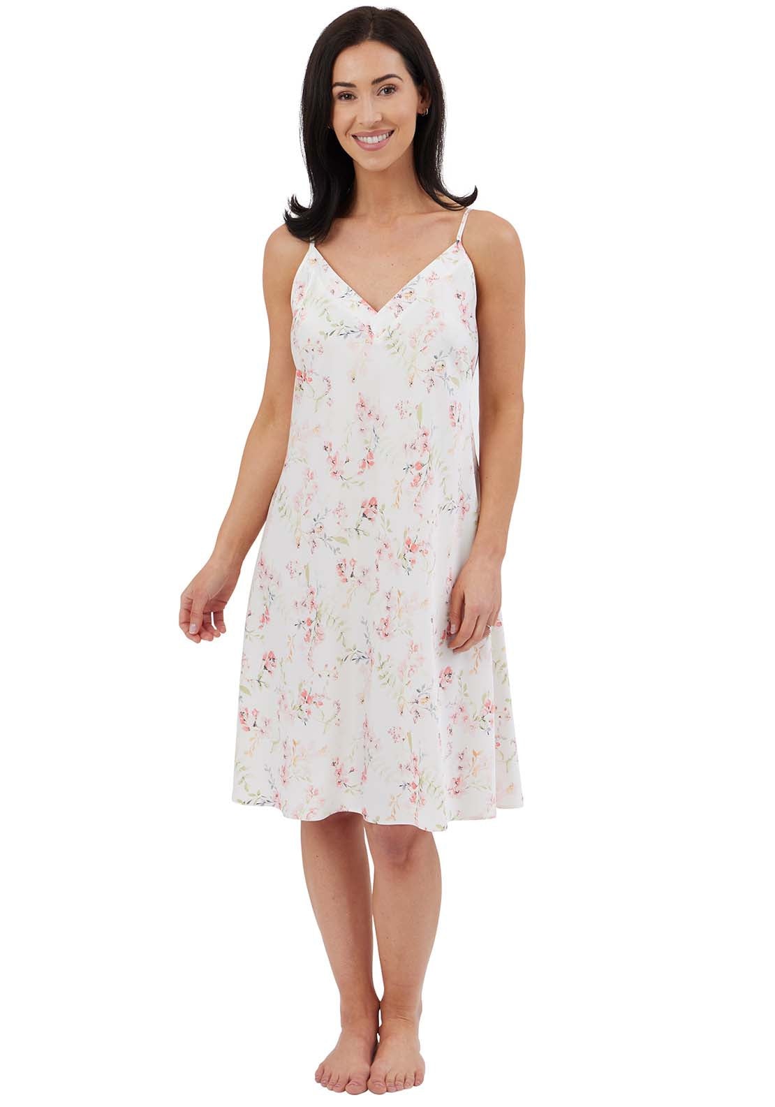 Indigo Sky Watercolour Matt Satin Chemise - White 3 Shaws Department Stores