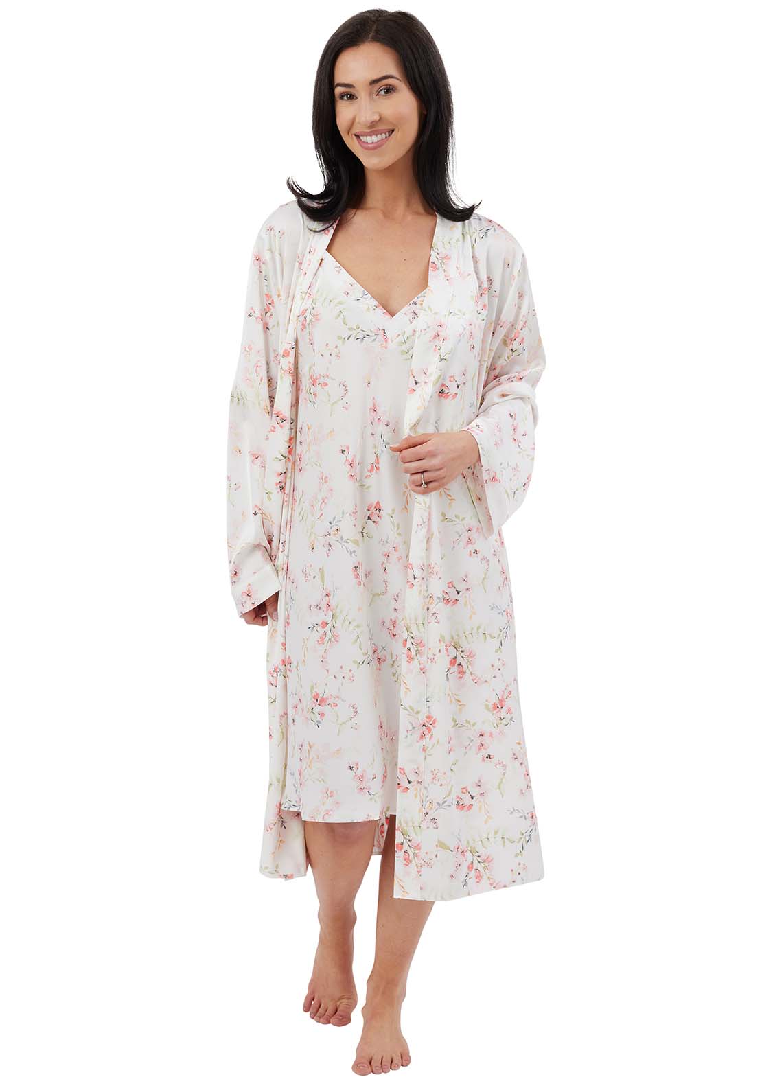Indigo Sky Watercolour Matt Satin Chemise - White 1 Shaws Department Stores