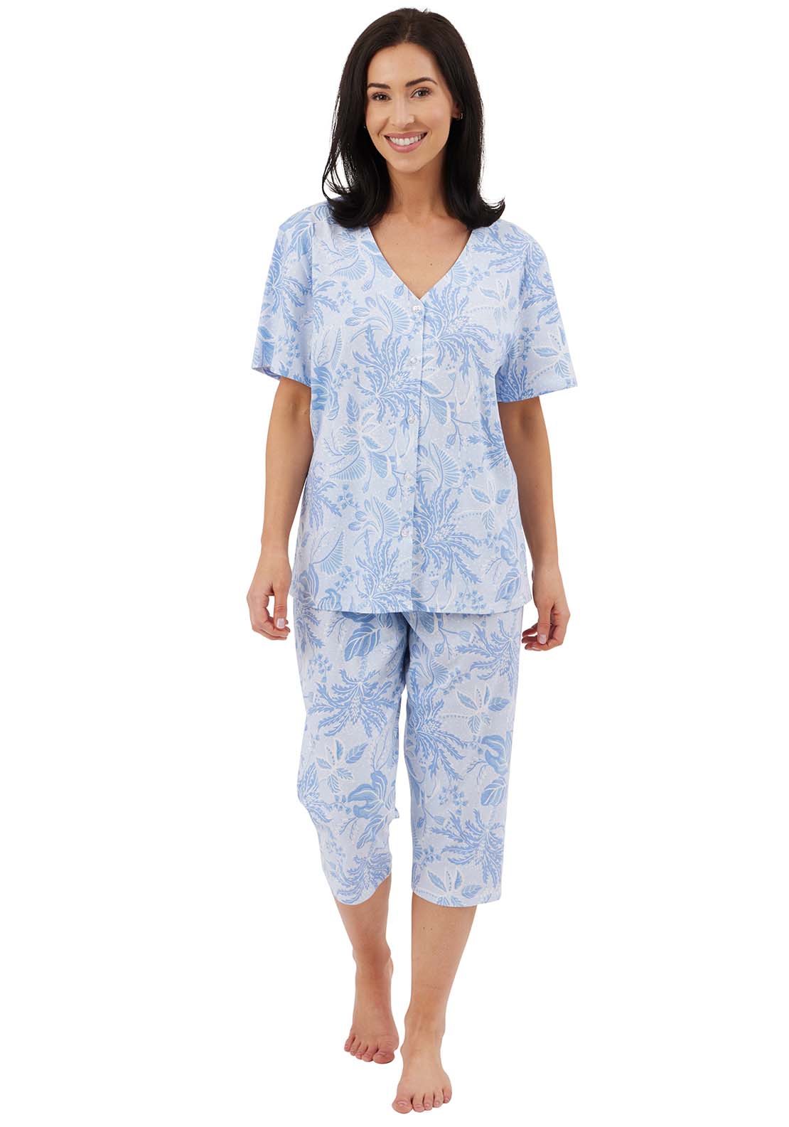 Indigo Sky Lucia 3/4 Floral Pyjama - Blue 3 Shaws Department Stores
