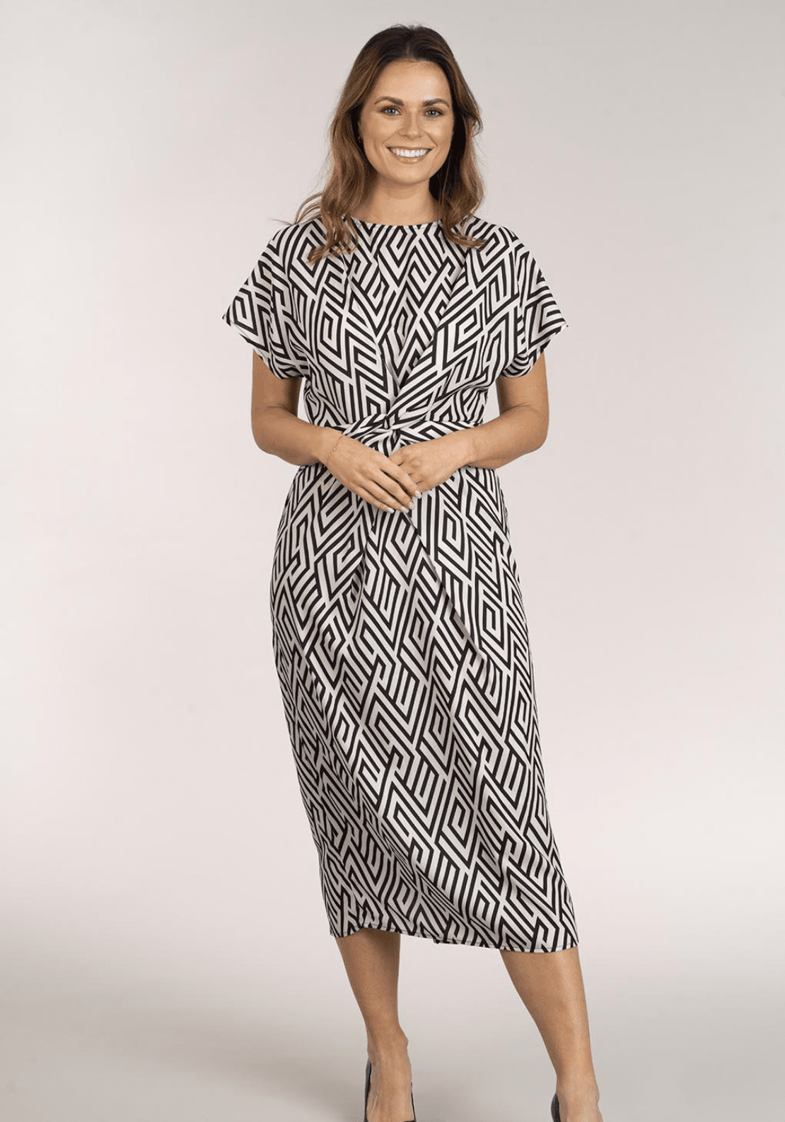 Naoise Black & White Chevron Dress - Black & White 1 Shaws Department Stores