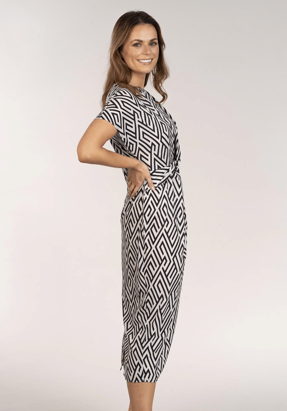 Naoise Black & White Chevron Dress - Black & White 3 Shaws Department Stores