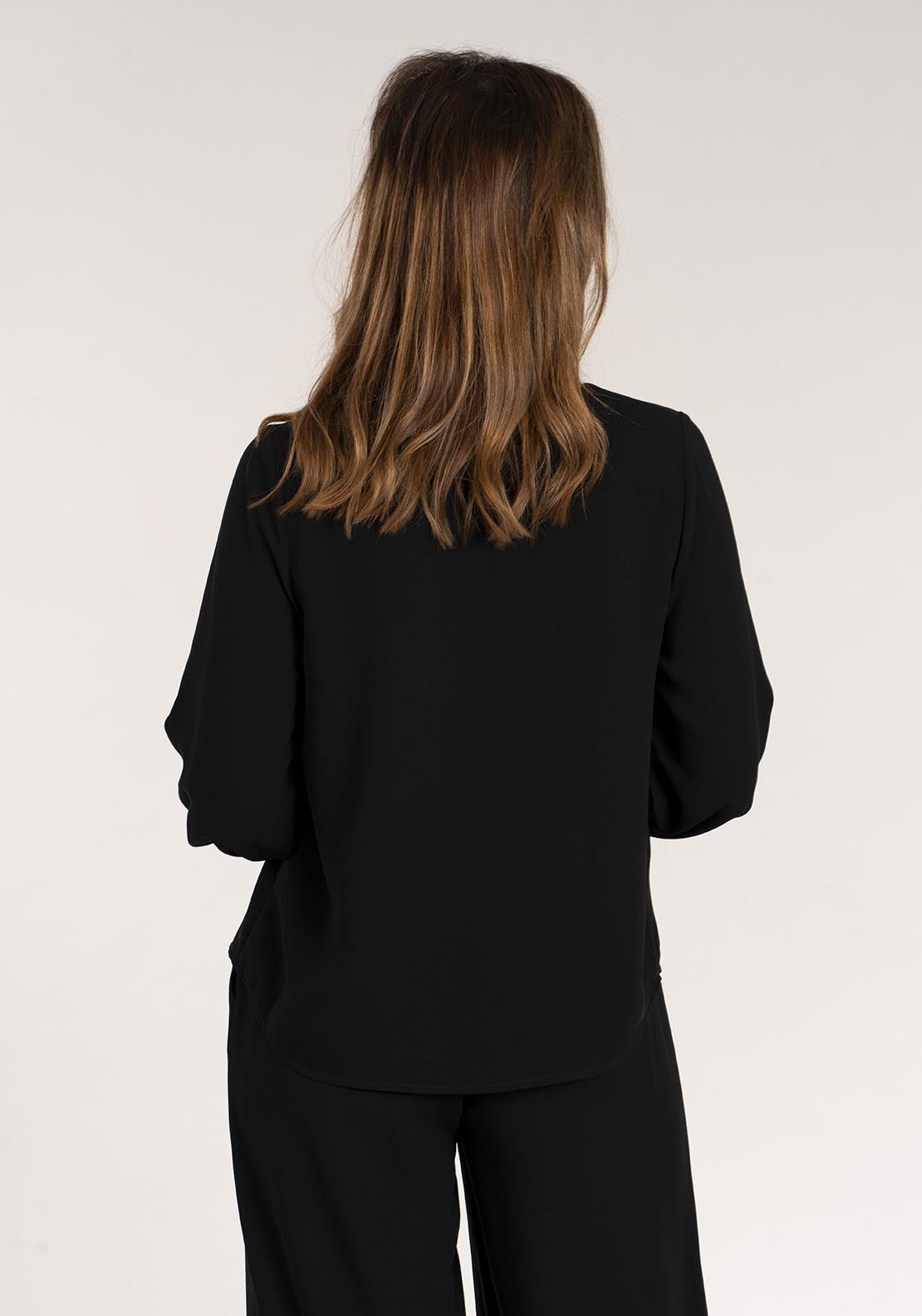 Naoise Long Sleeve Wrap Shirt - Black 6 Shaws Department Stores