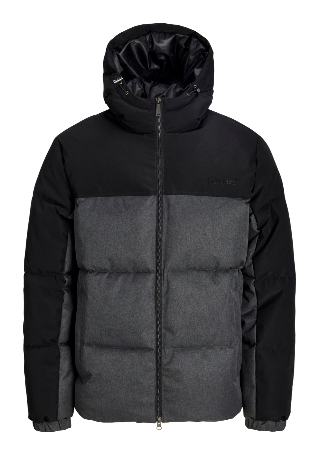Oxford Melange Puffer Jacket - Black
