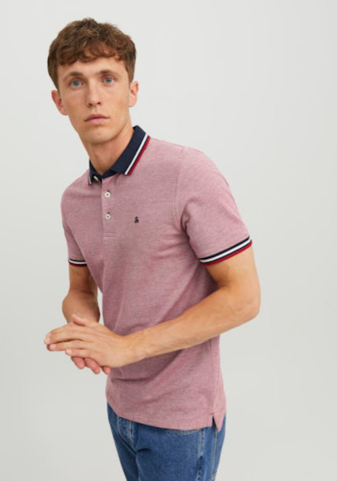 Jack & Jones Essential Short Sleeve Polo Shirt - Red 3 Shaws Department Stores